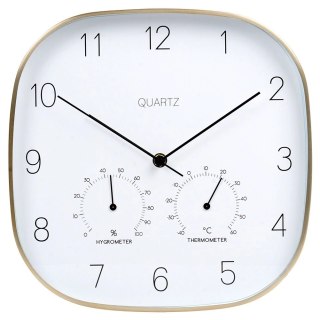 Zegar Ścienny na Ścianę z Termometrem Higrometrem Biały Złoty VILDE 28,5 cm