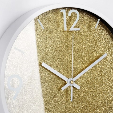 Zegar na Ścianie Ścienny Złoty Biały Dekoracyjny Brokatowy VILDE 29,5 cm