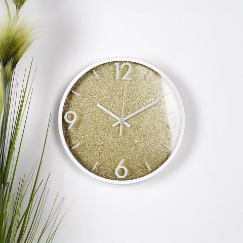 Zegar na Ścianie Ścienny Złoty Biały Dekoracyjny Brokatowy VILDE 29,5 cm