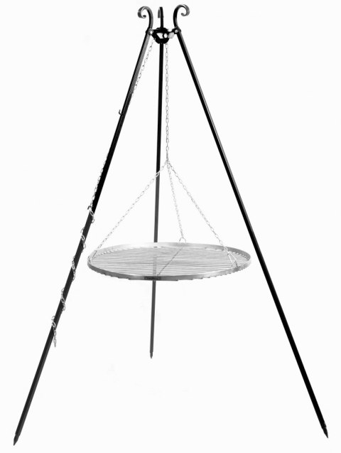 Grill na trójnogu 180 cm - ruszt stal nierdzewna 50 cm