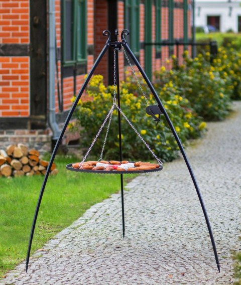 Grill na trójnogu 200 cm - ruszt stal naturalna 60 cm + kołowrotek