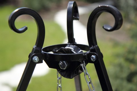 Grill na trójnogu 200 cm - ruszt stal naturalna 60 cm + kołowrotek