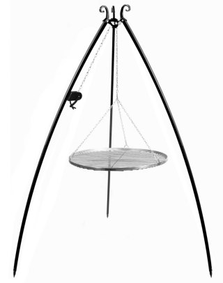 Grill na trójnogu 200 cm - ruszt stal nierdzewna 70 cm + kołowrotek