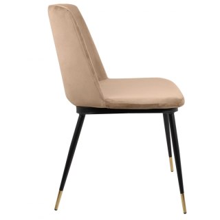 Krzesło DIEGO khaki / beżowe - welur, podstawa czarno złota