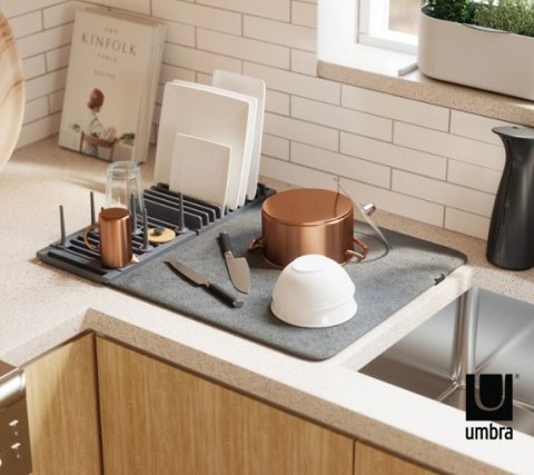 UMBRA suszarka do naczyń z matą UDRY jasno-szara