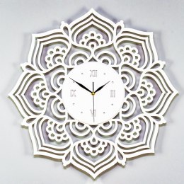 Biały zegar inspirowany mandalą