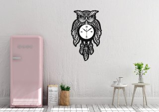 Zegar ścienny ażutowy sowa czarna