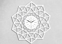 Geometryczny zegar ścienny ażurowy biały