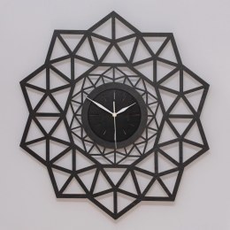Geometryczny zegar ścienny ażurowy czarny