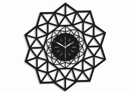 Geometryczny zegar ścienny ażurowy czarny