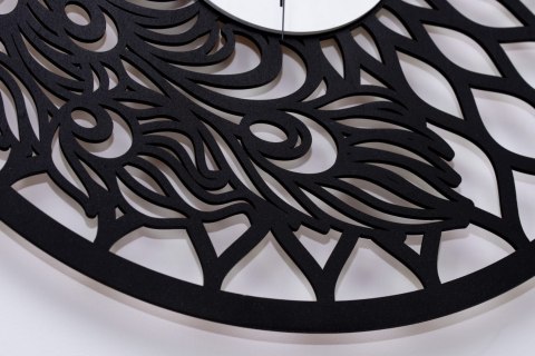 Czarny zegar z motywem pawia