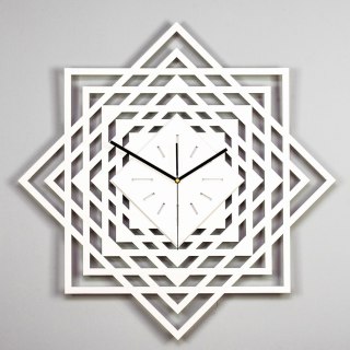 Geometryczny zegar ścienny ażurowy biały