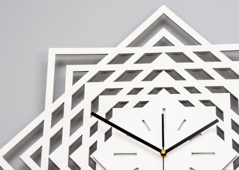 Geometryczny zegar ścienny ażurowy biały