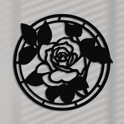 Dekoracja ażurowa ścienna z motywem róży