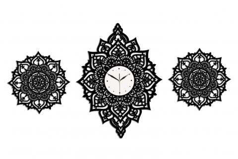 Zegar z ozdobnymi mandalami czarny