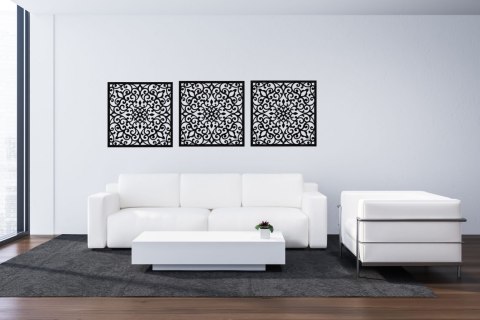 Tryptyk z kwadratów na ścianę czarny