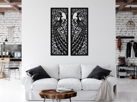 Dyptyk ścienny z motywem pawi czarny