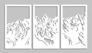 Panel ścienny ażurowy z motywem gór