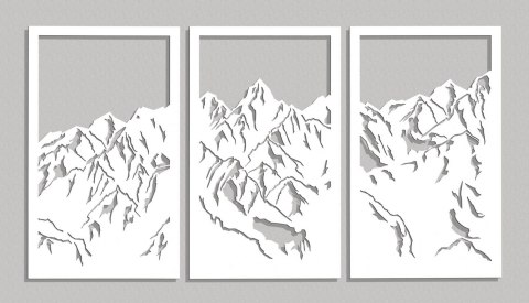 Panel ścienny ażurowy z motywem gór