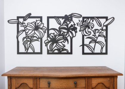 Tryptyk ażurowy w kwiaty