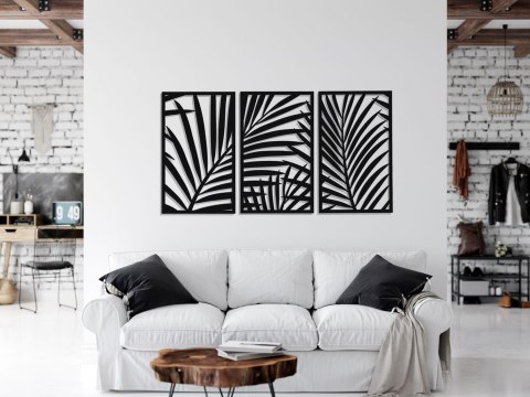 Tryptyk z motywem palmy czarny