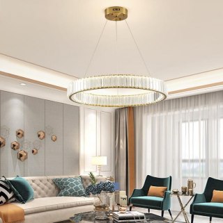 Żyrandol ring złoty z kryształami