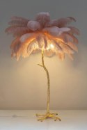 Lampa podłogowa TIFFANY 175 różowa mosiądz / naturalne pióra