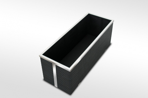 Donica ogrodowa technorattanowa 98x25x34 Czarny