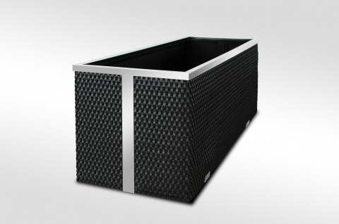 Donica ogrodowa technorattanowa 98x25x34 Czarny