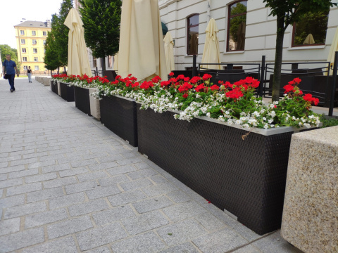 Donica ogrodowa technorattanowa 98x25x34 Czarny