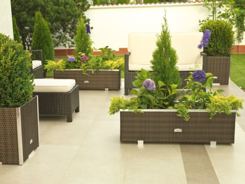 Donica ogrodowa technorattanowa 98x25x34 Czarny