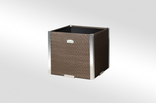 Donica ogrodowa technorattanowa kwadratowa 46x46x46 orzech